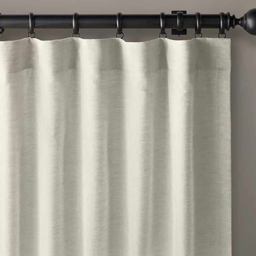2 Creamy White Restoration Hardware BELGIAN SHEER LINEN DRAPERIES 50x108